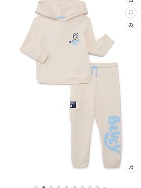 Kids Cream Hoodie & Jogger Set with Bluey Graphic
